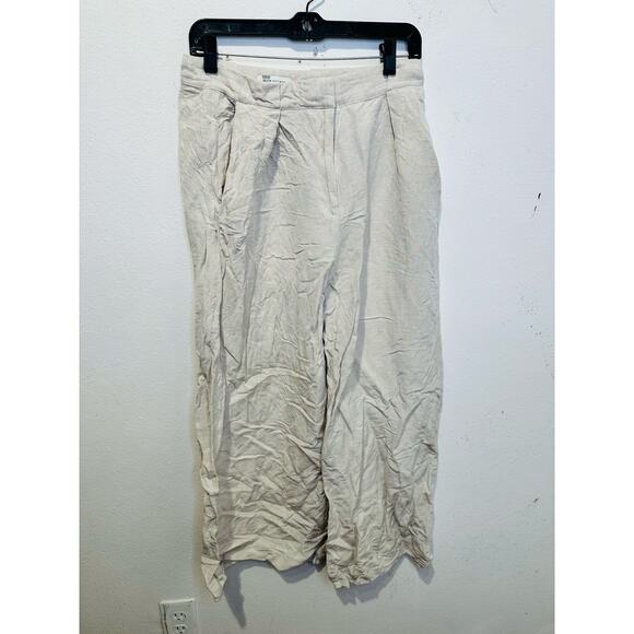 CLUB MONACO Women's Beige Linen Blend Relaxed Wide Leg Trouser Pants Size 4 - Picture 4 of 13